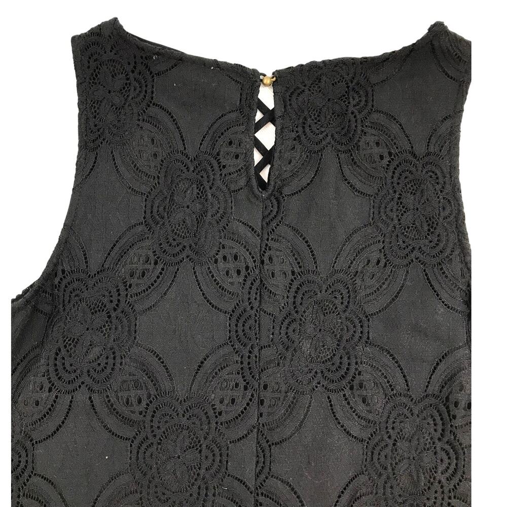Entro Women's Sleeveless Black Dress Floral Lace Crochet Shift Mini Dress Size M - Picture 4 of 11